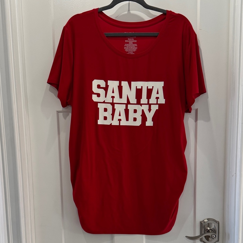 Time and Tru Red Maternity Tee with Santa Baby Label Size XXL
